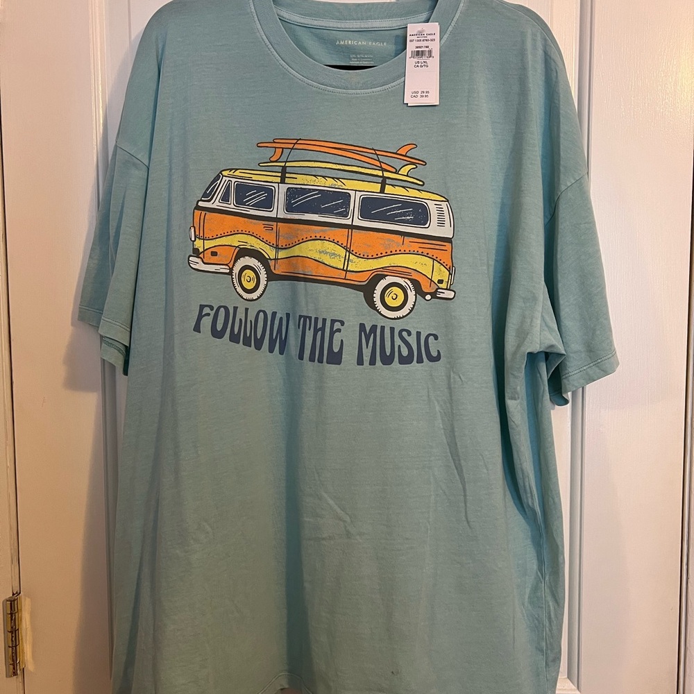 American Eagle Outfitters Light Blue Tee with Graphic